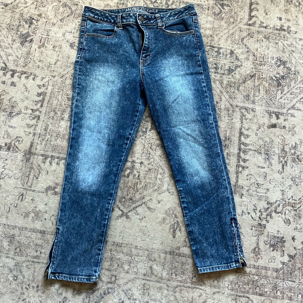 American Eagle Blue Hi-Rise Jegging Crop Jeans 10